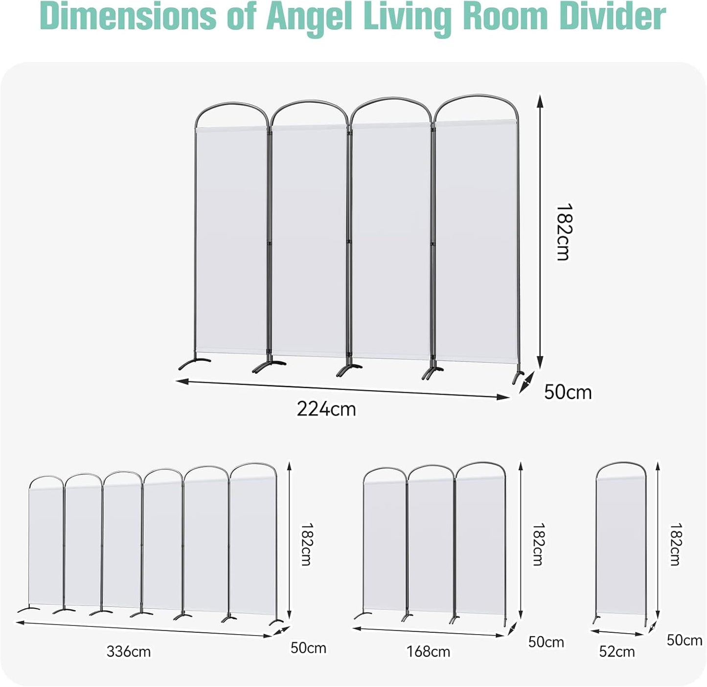 Angel Living Paravent 4 Paneele - 224 x 182 cm - Weiß