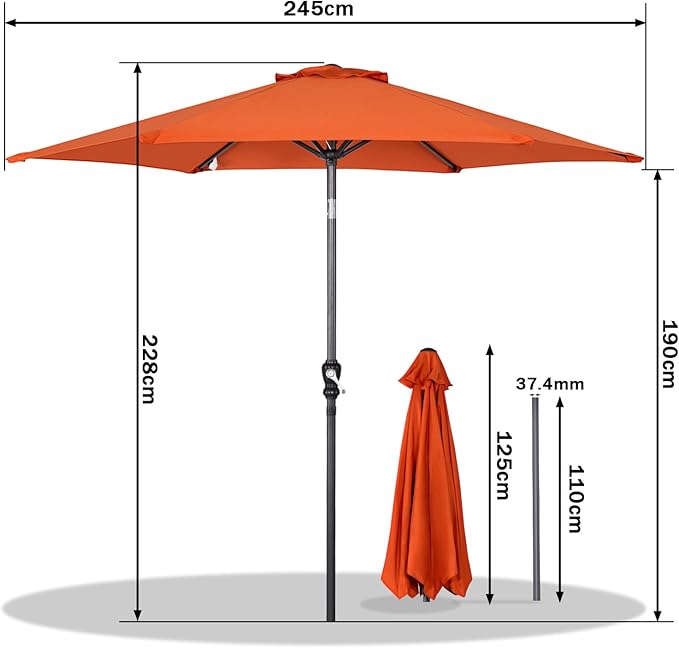 Angel Living Sonnenschirm Ø250 cm - Neigbar - Terra