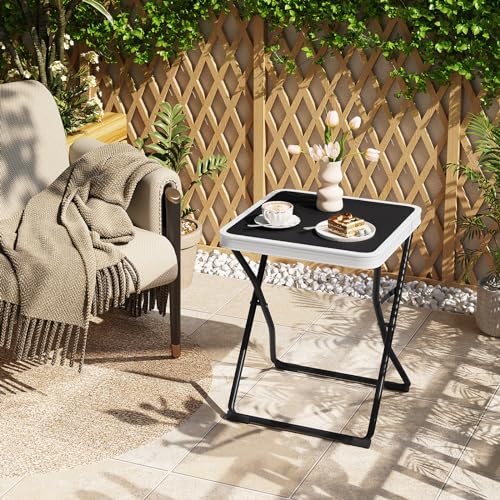 eSituro Camping Tisch 2-in-1 mit abnehmbarer Platte - Schwarz - 40,5 x 40,5 x 50 cm