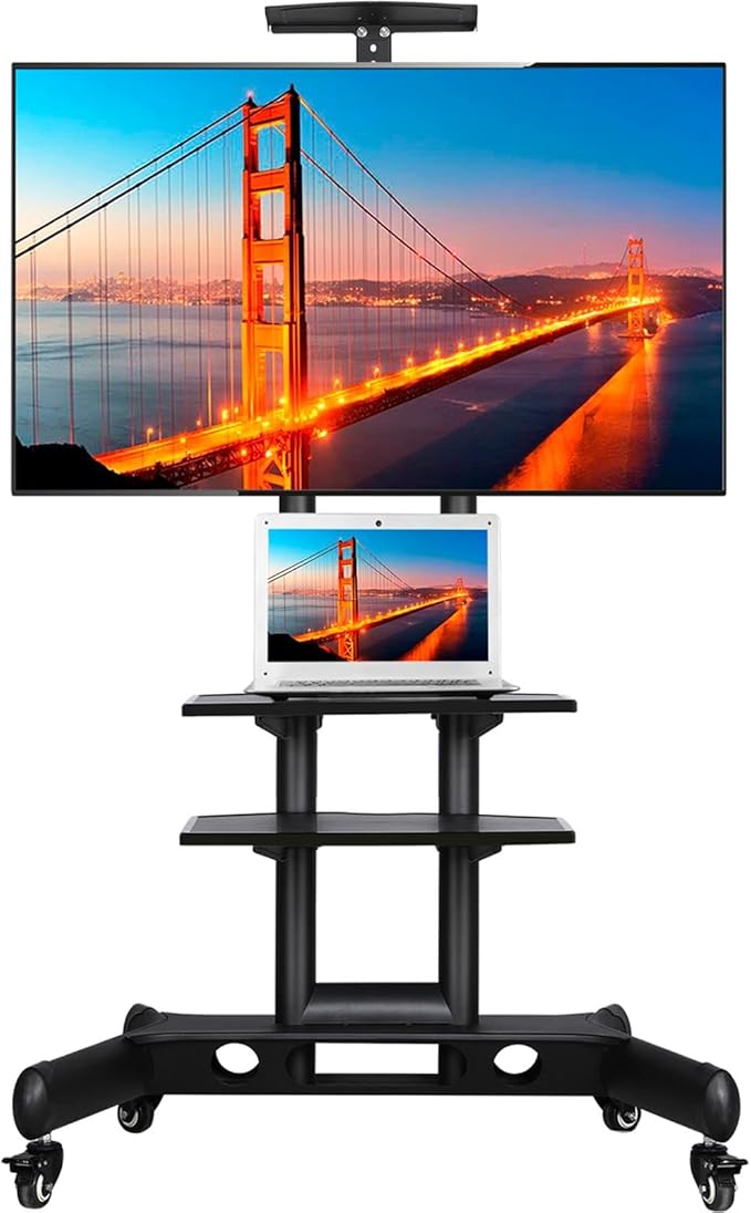 Yaheetech TV-Ständer - Mobil - Einstellbar - 32-75 Zoll - Schwarz