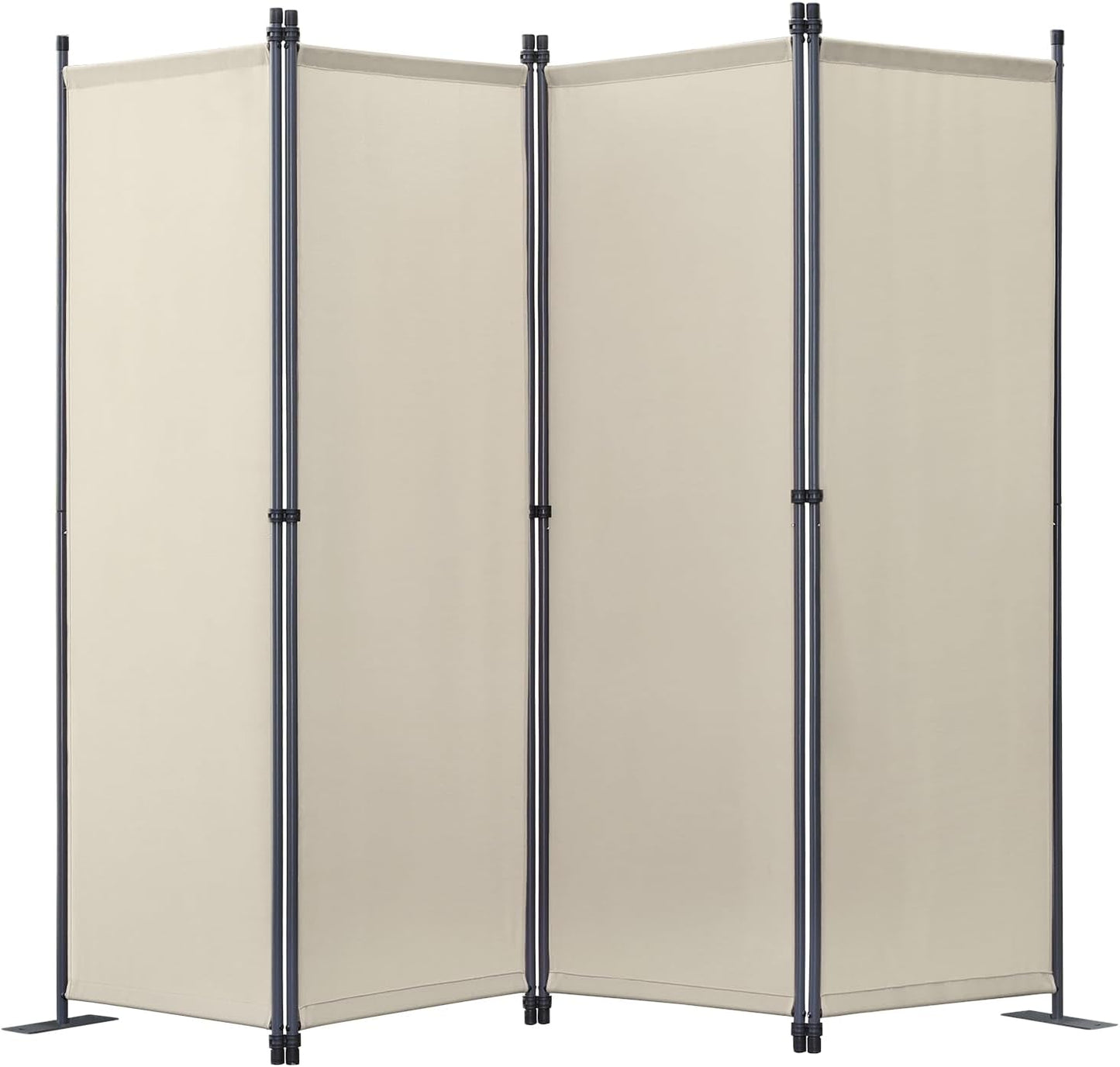 Angel Living Raumteiler - 4-teilig - 224x165 cm - faltbar - Stahl & Polyester - Raumteiler & Sichtschutz - Beige