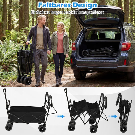 Coast Klappbarer Gartenwagen 100 Liter – Schwarz – 120 x 57 x 110 cm