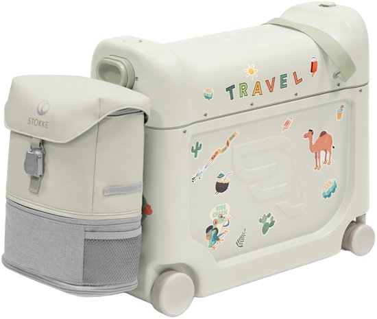 Stokke JetKids Reise-Set, Sea Green – Mit BedBox Ride-On-Koffer und Rucksack – Für Kinder von 2 bis 7 Jahren (bis 35 kg)