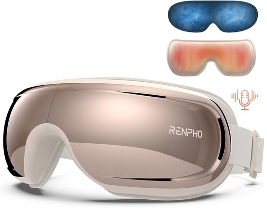 RENPHO Eyeris 3 Augenmassagegerät – Für die Augenpartie und die Schläfen – Wärmefunktion und Kühloption – Mit Sprachsteuerung und Bluetooth – Verschiedene Intensitätsstufen – Roségold
