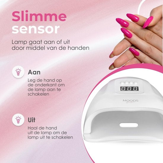 Moods Gellac - UV-Nagellampe - Steuerbar mit Tasten - Leistungsstarke LED-Lampe - Weiß