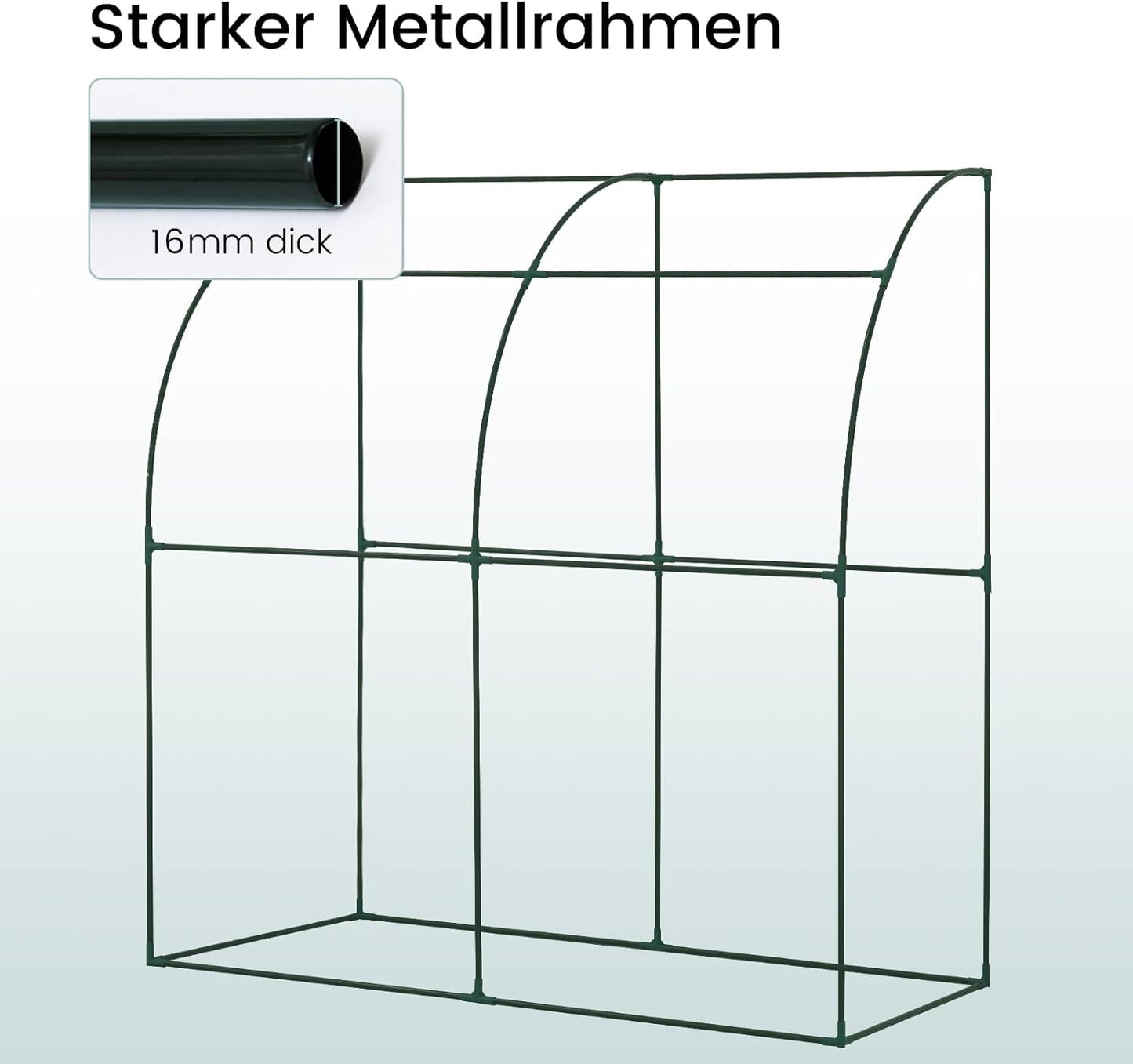 Woltu Gewächshaus für den Garten – halbrund – 200 x 100 x 210 cm – Weiß