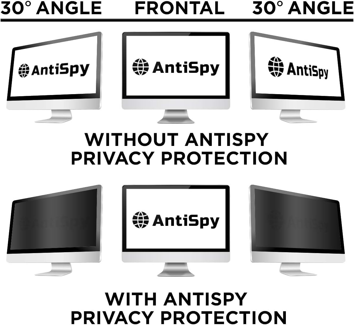 antiSpy 24.0" (16:10) grau - Blickschutzfilter und Displayschutzfolie für i-Mac, Dell, Lenovo, Samsung