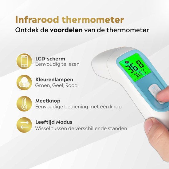 MostEssential Premium Fieberthermometer - Ohrthermometer - Infrarotthermometer - Stirnthermometer - Körperthermometer - Fieberthermometer für Erwachsene, Kinder und Babys - berührungslos - 20D