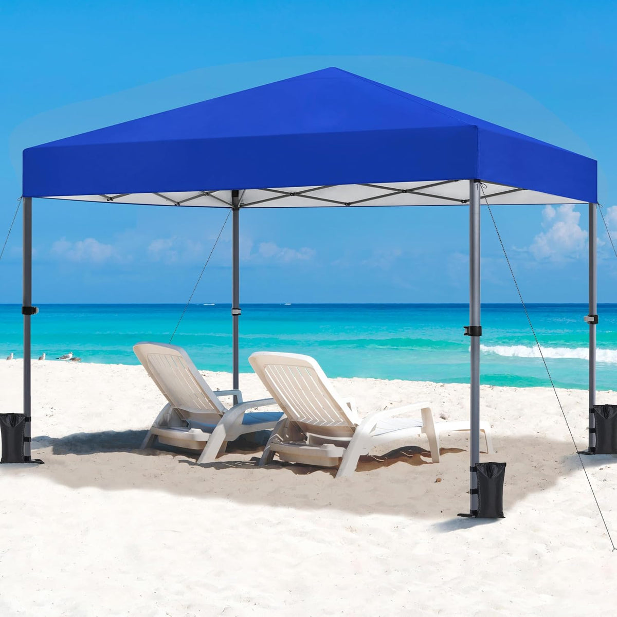 Yaheetech Pop-up-Faltpavillon 3 × 3 m, höhenverstellbar von 170,5 bis 265,5 cm, blau