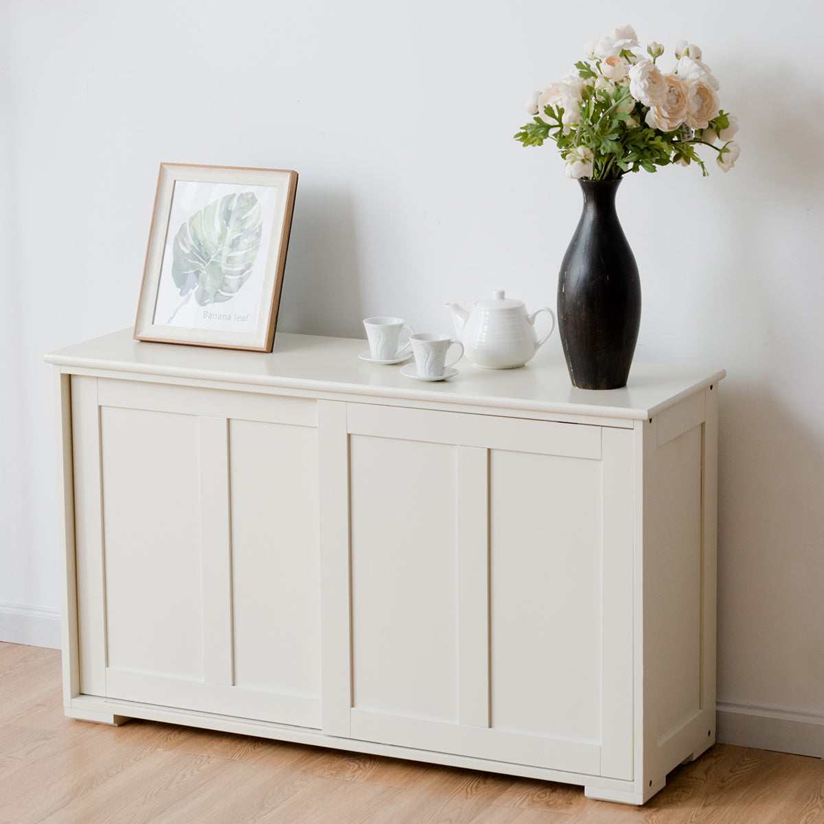 Coast Sideboard Anrichte Küchenschrank - Mit Schiebetüren - 106,5 x 33 x 60 cm - Beige