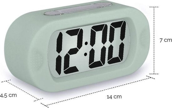 JAP AP17 Digitaler Wecker - Stabiler Wecker - Mit Schlummer- und Lichtfunktion - Schützendes Gummigehäuse - Pastellgrün