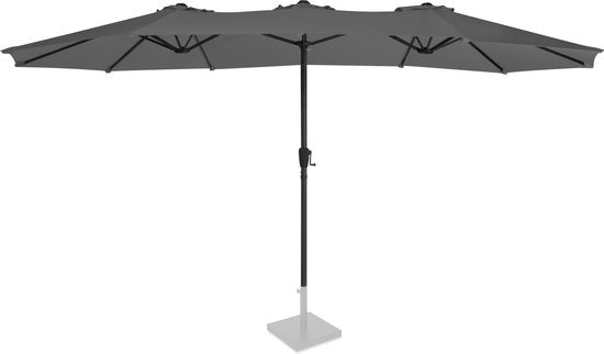 VONROC Premium Doppelter Sonnenschirm Iseo - 460x270cm - UV-beständiges Tuch - Inkl. Schutzhülle - Grau