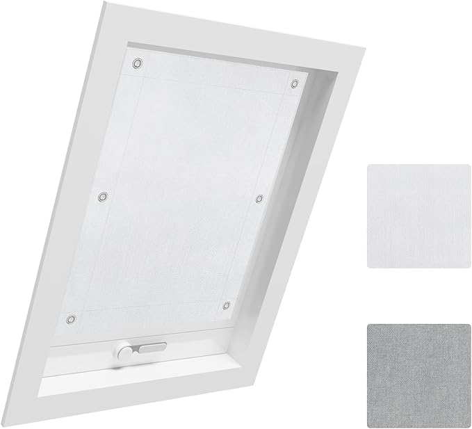 WOLTU Thermo-Verdunkelungsrollo Dachfenster - ohne Bohren mit Saugnäpfen - weiß - 76 x 115 cm - für Velux und Roto P08 408