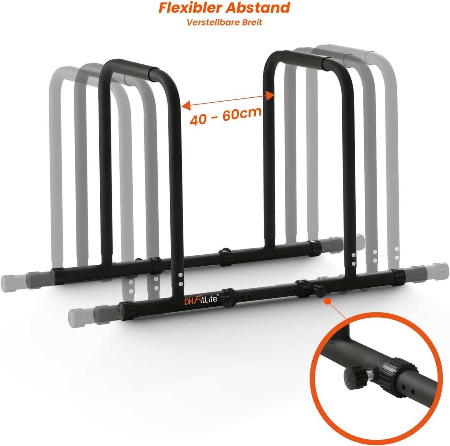 DH FitLife Dip Bars | Dip Station | Kraftstation Fitnessgeräte für Zuhause | Parallettes Calisthenics Trainingsgeräte | Krafttraining 80-100 cm individuell einstellbar
