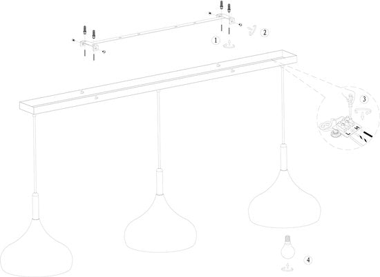 Mexlite - Hängeleuchte - Bjorr - weiß - Holz Metall - große Esstischlampe - E27 - 3099W