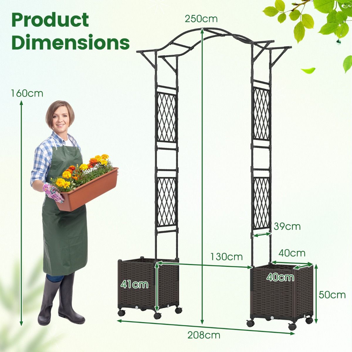 Coast Gartenbogen mit Pflanzkästen – 2-in-1-Klettergerüst mit Selbstbewässerungssystem – schwarz