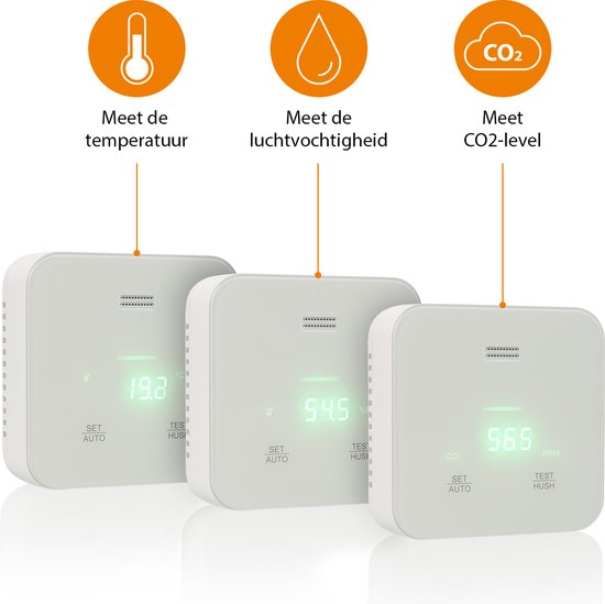 Smartwares FGA-13900 – Luftqualitätsmessgerät für Kohlendioxid – CO₂-Alarm – 85 dB – 3 Sensoren – Sprachansage