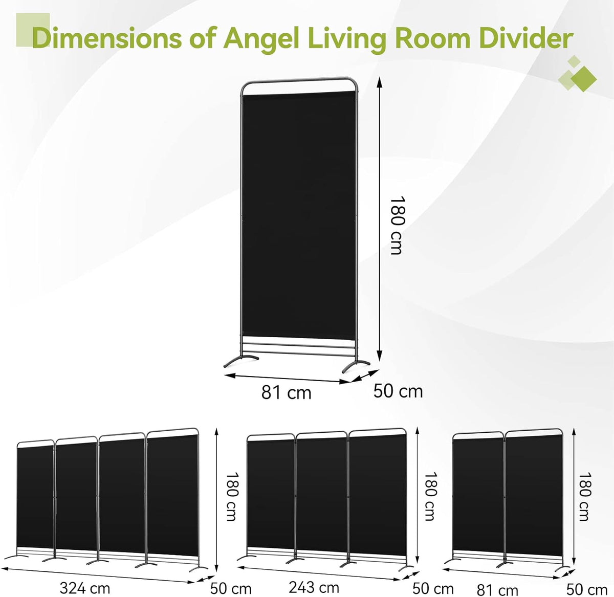 Angel Living Faltwand - 1 Panel - 81 x 180 cm - Schwarz