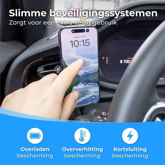 Nuvance Telefonhalter Auto - Geeignet für MagSafe iPhone 12/13/14/15/16 - Telefonhalter - Kabelloses Ladegerät - Handy-Halter Auto