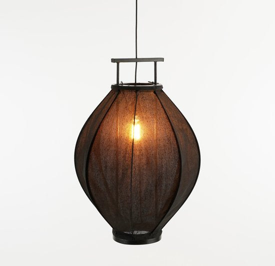 Mica Decorations Pego Pendelleuchte - H73 x Ø54 cm - Leinen - Schwarz