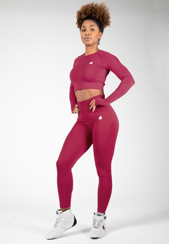 Gorilla Wear Hilton Nahtlose gekröpfte lange Ärmel - Fuchsia - XS/S