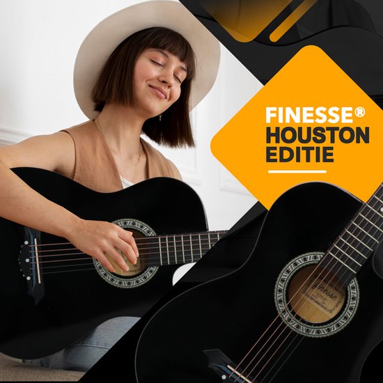 Finesse Akustikgitarre - Mit Videokurs - Westerngitarre - Gitarre Kind & Erwachsener - Schwarz