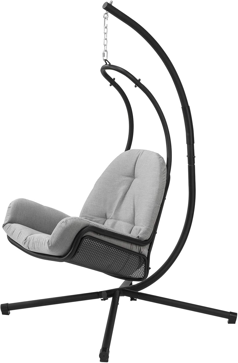 SoBuy Hängesessel inkl. Gestell - Max. 150 kg - 103 x 125 x 190 cm - Grau
