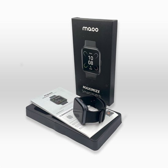 Maoo Maximize Smartwatch - Volle Klingelfunktion, Herzfrequenzmesser, Schrittzähler, Multisport - Android & iOS - Schwarz