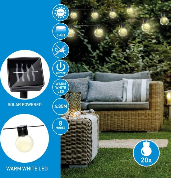 Grundig Solarstrom-Lichtkabel - 20 Lichter - 4,9 m Kabel