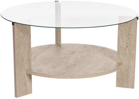 Asir – Couchtisch – Travertin & transparent