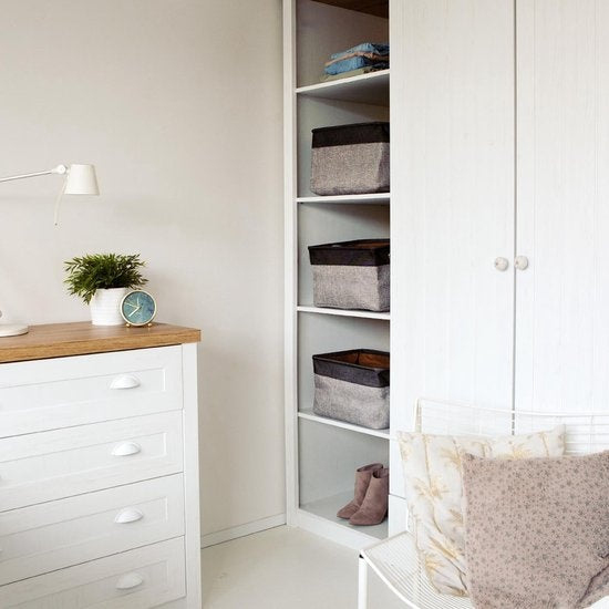 LifeGoods Aufbewahrungskorb - 3 Stück - Kleiderschrank-Organisator - 20 L - Textil - Grau