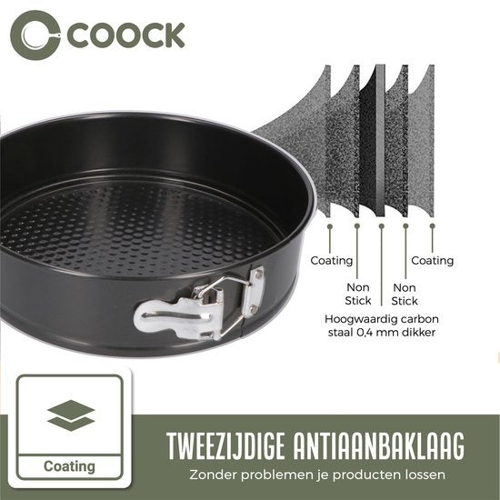 COOCK 4-tlg. rundes Springform-Set - Backform rund - Kuchenform - Backform mit Antihaftbeschichtung - Größen 12 bis 28cm - inkl. Teigschaber