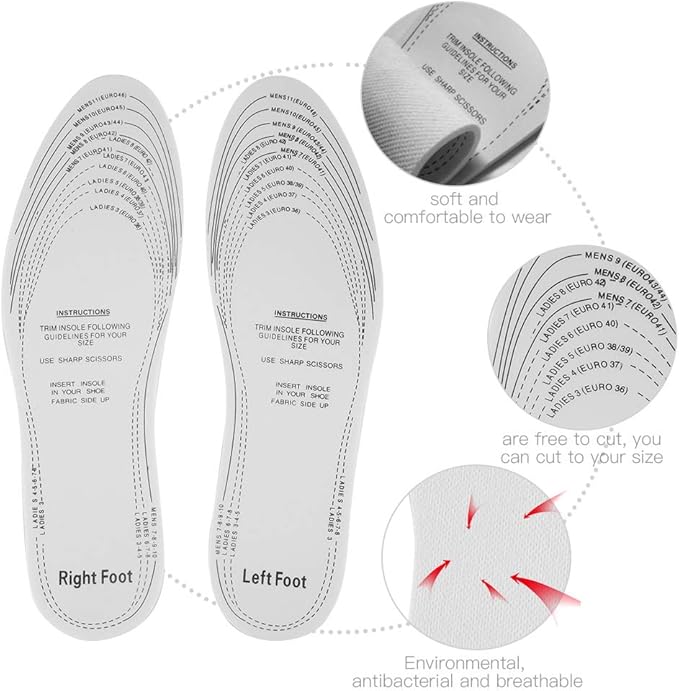 Fockety Einlegesohlen – Atmungsaktives Latex – Antibakteriell – Geruchsabsorbierend – Weiß
