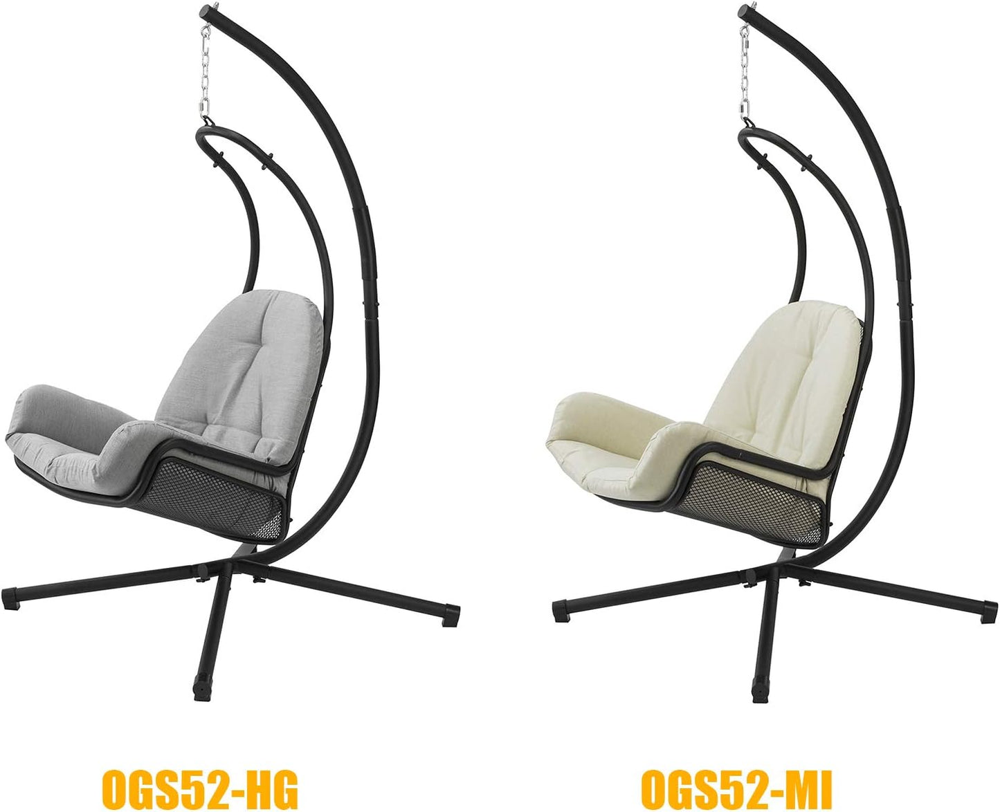 SoBuy Hängesessel inkl. Gestell - Max. 150 kg - 103 x 125 x 190 cm - Grau