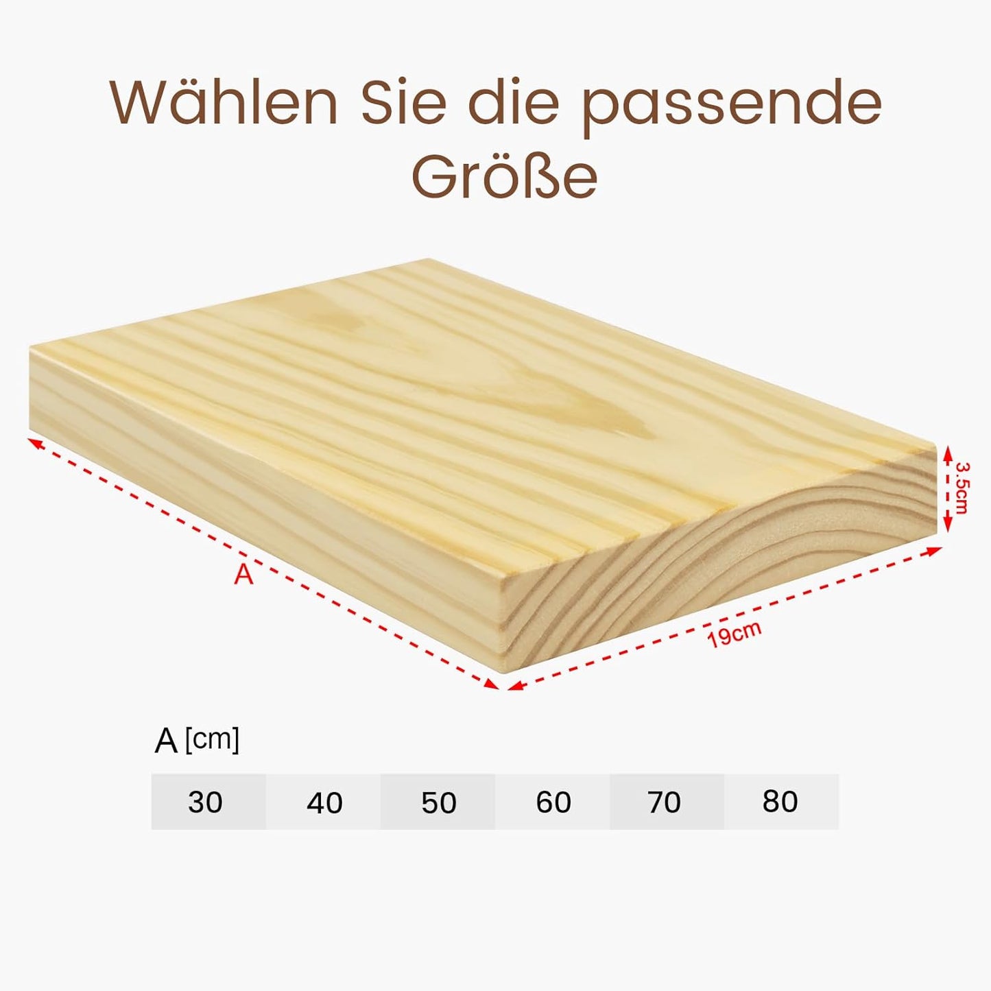 eSituro Wandregal aus Holz - Schwebendes Wandregal mit unsichtbarer Befestigung - Holzoptik - 50 x 19 x 3,5 cm
