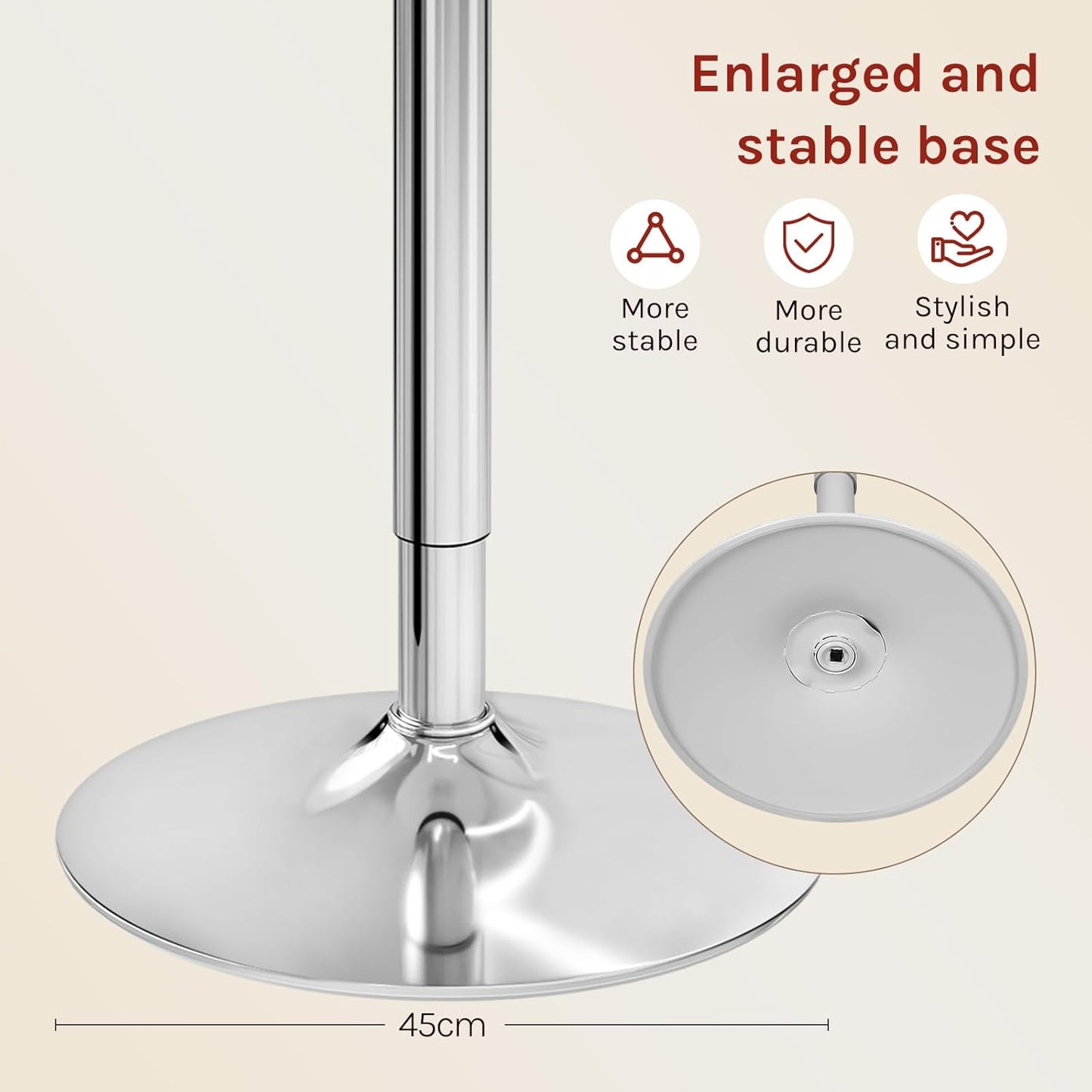 WOLTU Verstellbarer Bartisch – Ø 52 cm – Höhe 70–91 cm – drehbar – Chromfuß Ø 45 cm