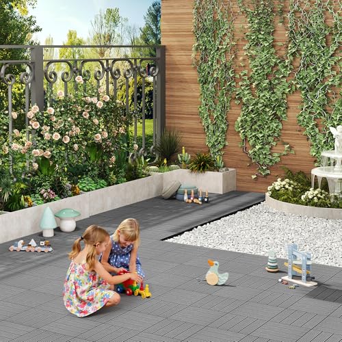 Woltu Outdoor-Terrassenfliesen 22 Stück Hellgrau 30 x 30 cm