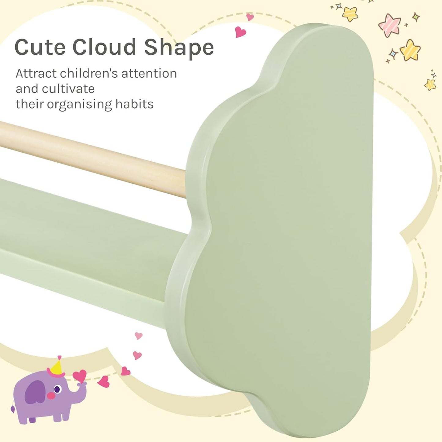 Woltu Wandregal für Kinder – 3 Stück – 45 x 24 cm – Grün