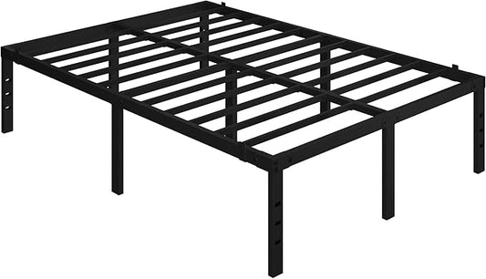 Yaheetech Metallbettgestell 135 x 190 cm – Schwarz – 135 x 190 x 41,5 cm – Mit Stahl-Lattenrost und Stauraum