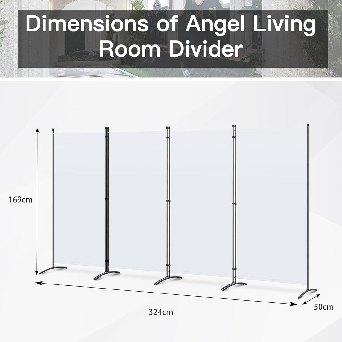 Angel Living Faltwand - 4 Paneele - 324 x 170 cm - Weiß