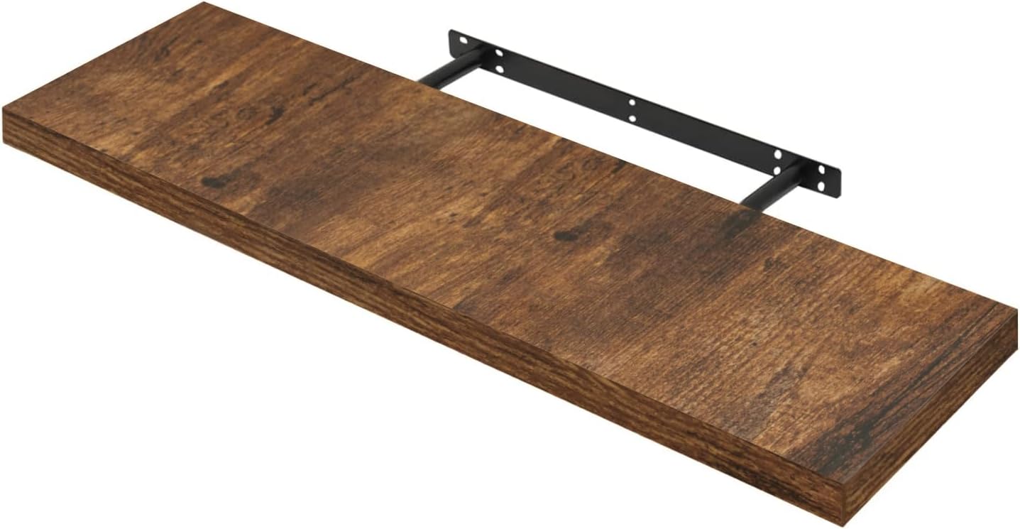 Woltu schwebendes Wandregal - vintage braun - 90 x 23 x 3,8 cm - robustes Wandregal aus Holz mit verdeckter Befestigung