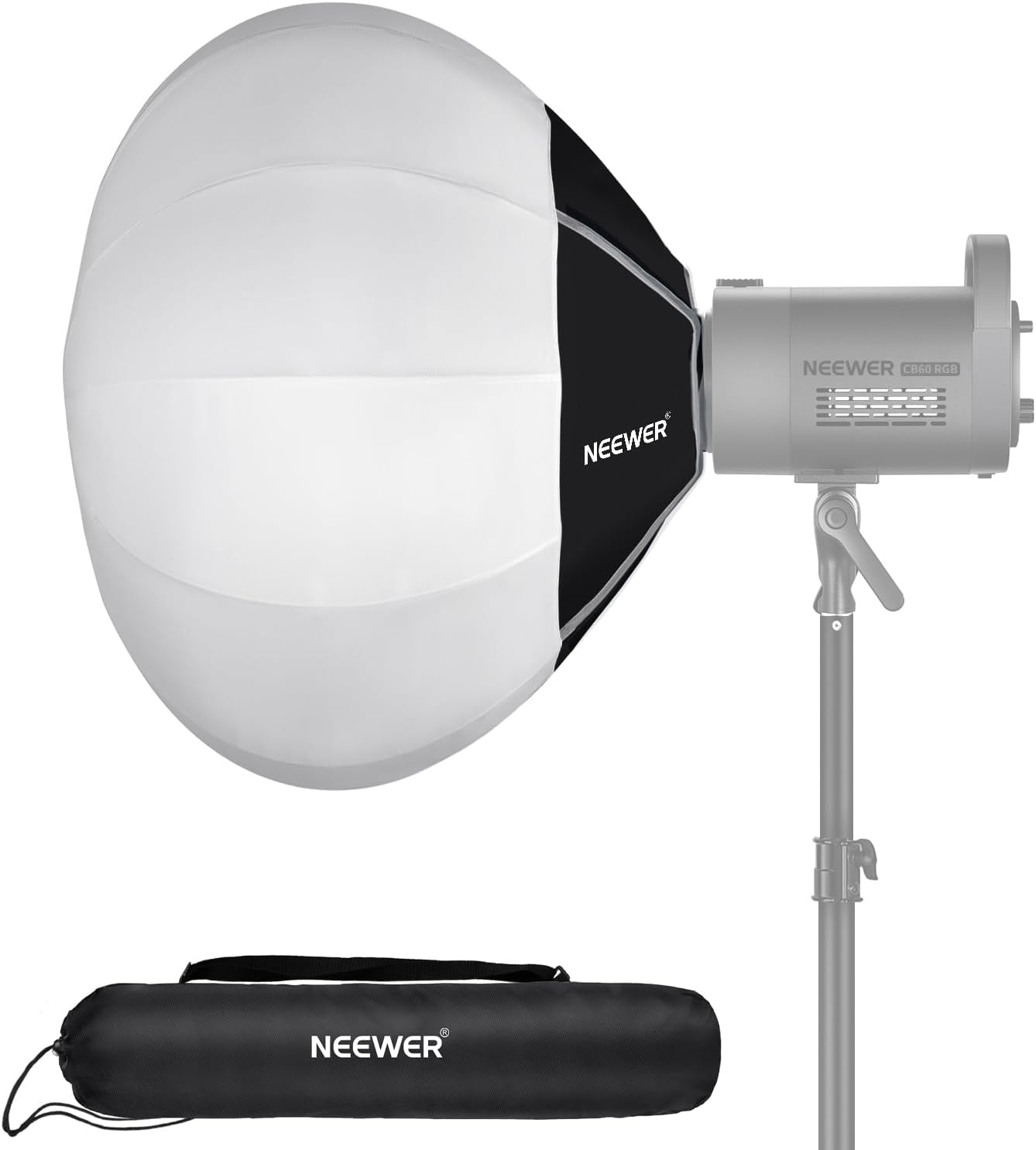 Neewer 50 cm Laternen-Softbox, weiß – 360°-Lichtdiffusor mit Schnellwechselvorrichtung und Bowens-Halterung für LED-Videoleuchten