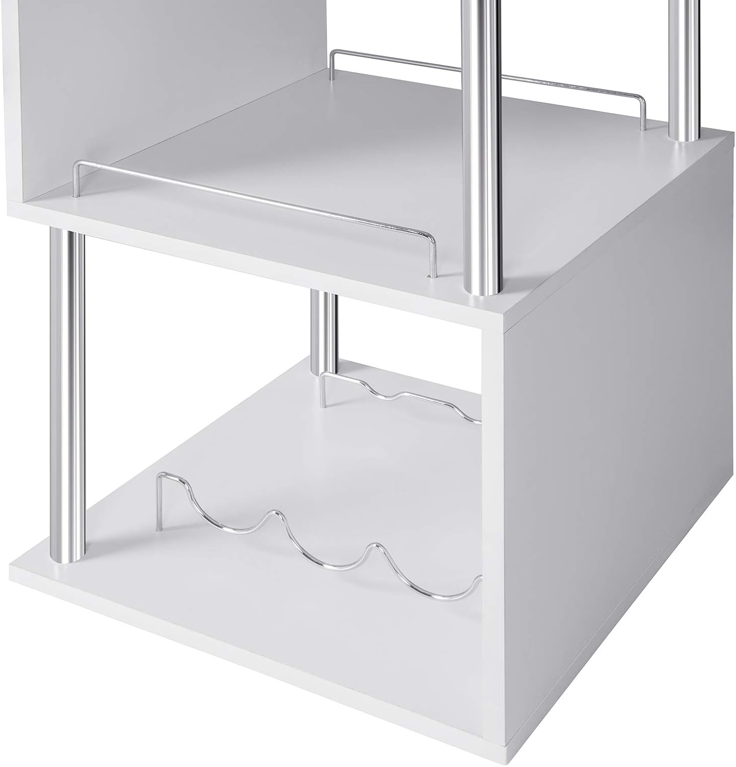 Woltu Bartisch mit Flaschenhalter und 3 Ablagen - Weiß - 113x40x105 cm