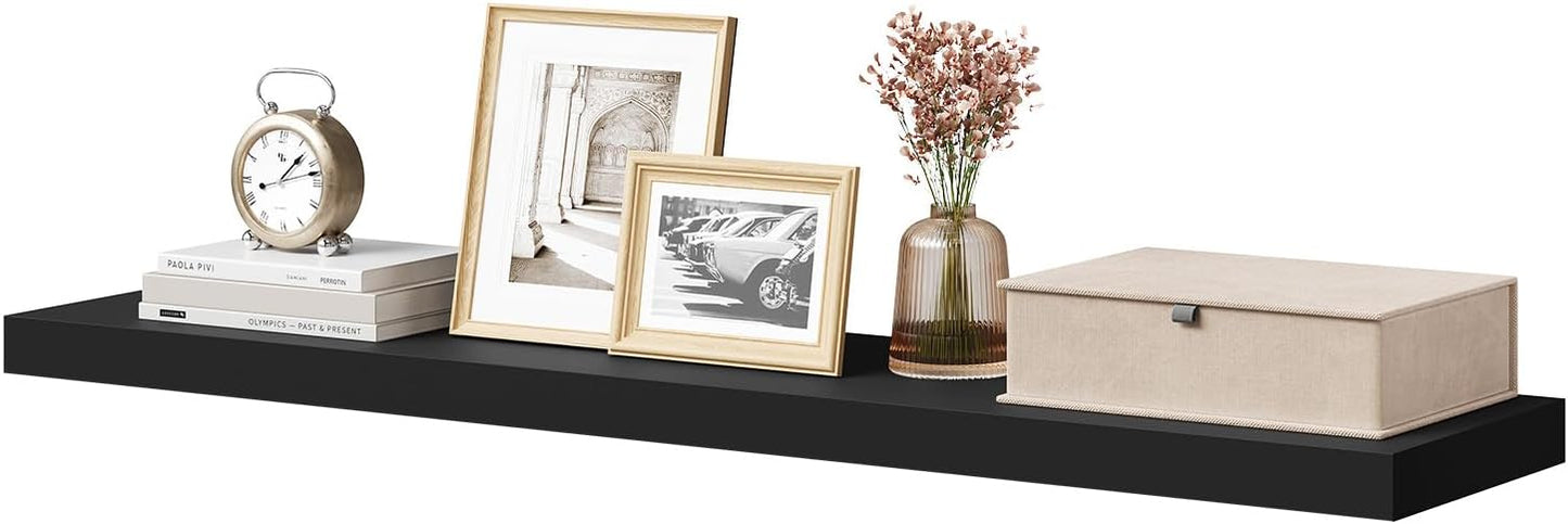Woltu Schwebendes Wandregal 100x22,9x3,8 cm - Modernes Wandregal aus MDF - Schwarz