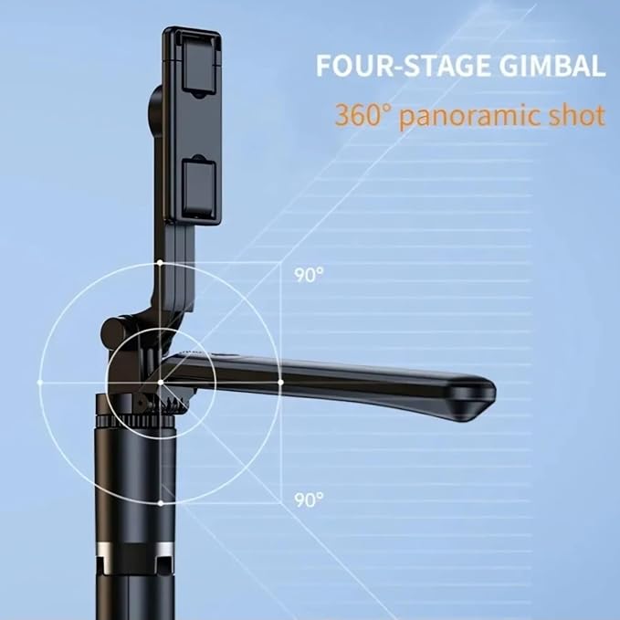R16 Ausziehbarer Selfie-Stick mit Stativ - 157 cm - Bluetooth-Fernbedienung - 360° drehbar - Balance-Griff - Für Smartphone & GoPro