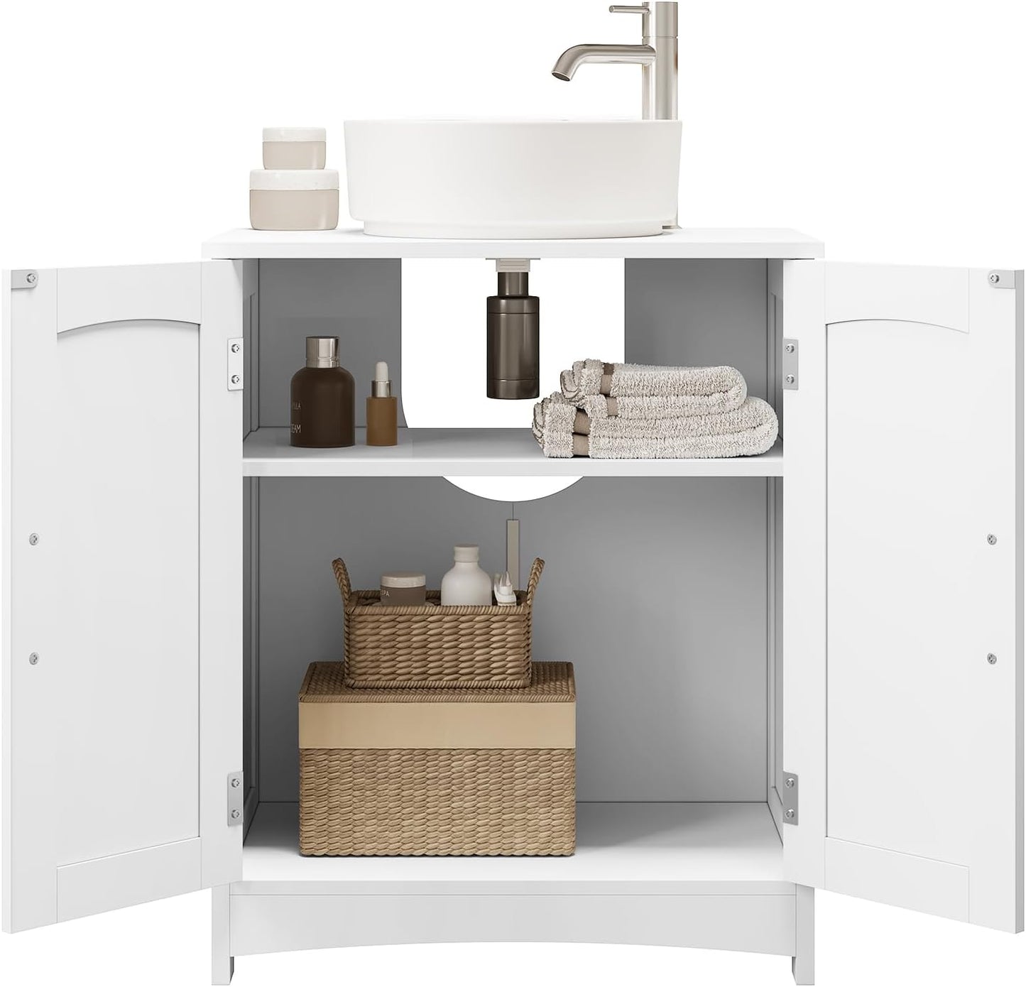 Eugad Waschtischunterschrank weiß - Badezimmerschrank mit Türen und verstellbarem Einlegeboden - 50 x 30 x 60 cm