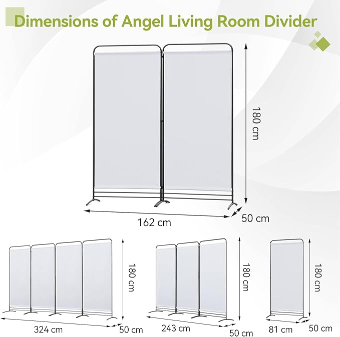 Angel Living Raumteiler – 2 Paneele – 162 cm hoch – flexibel – Beige/Naturfarben