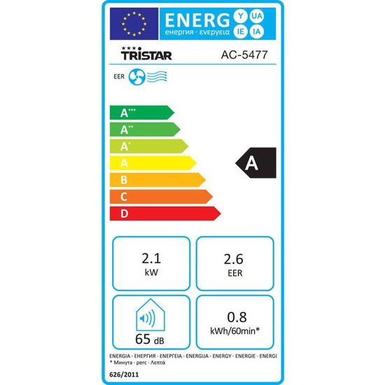 Tristar AC-5477 Mobile Klimaanlage 7000 BTU – 3-in-1-Gerät: Klimaanlage, Ventilator und Luftentfeuchter – Für Räume bis zu 25 m² – Timer – Weiß