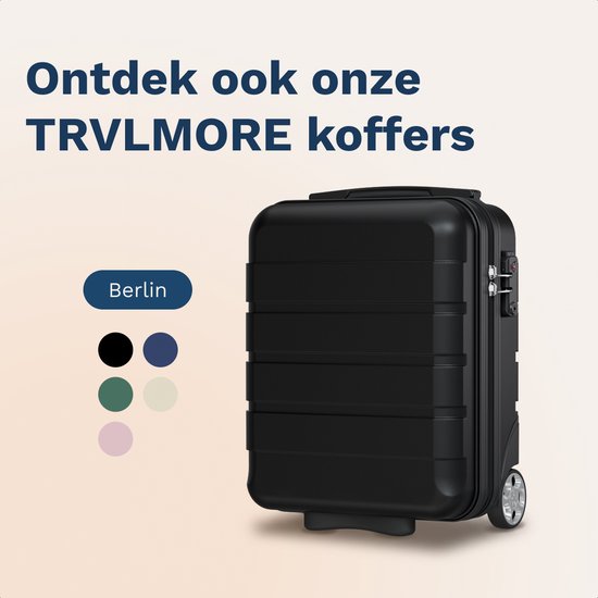 TRVLMORE Handgepäckkoffer – 40 x 30 x 20 cm – Unter-dem-Sitz-Koffer – 24 l – Zahlenschloss – 4 Rollen – Weiß/Beige