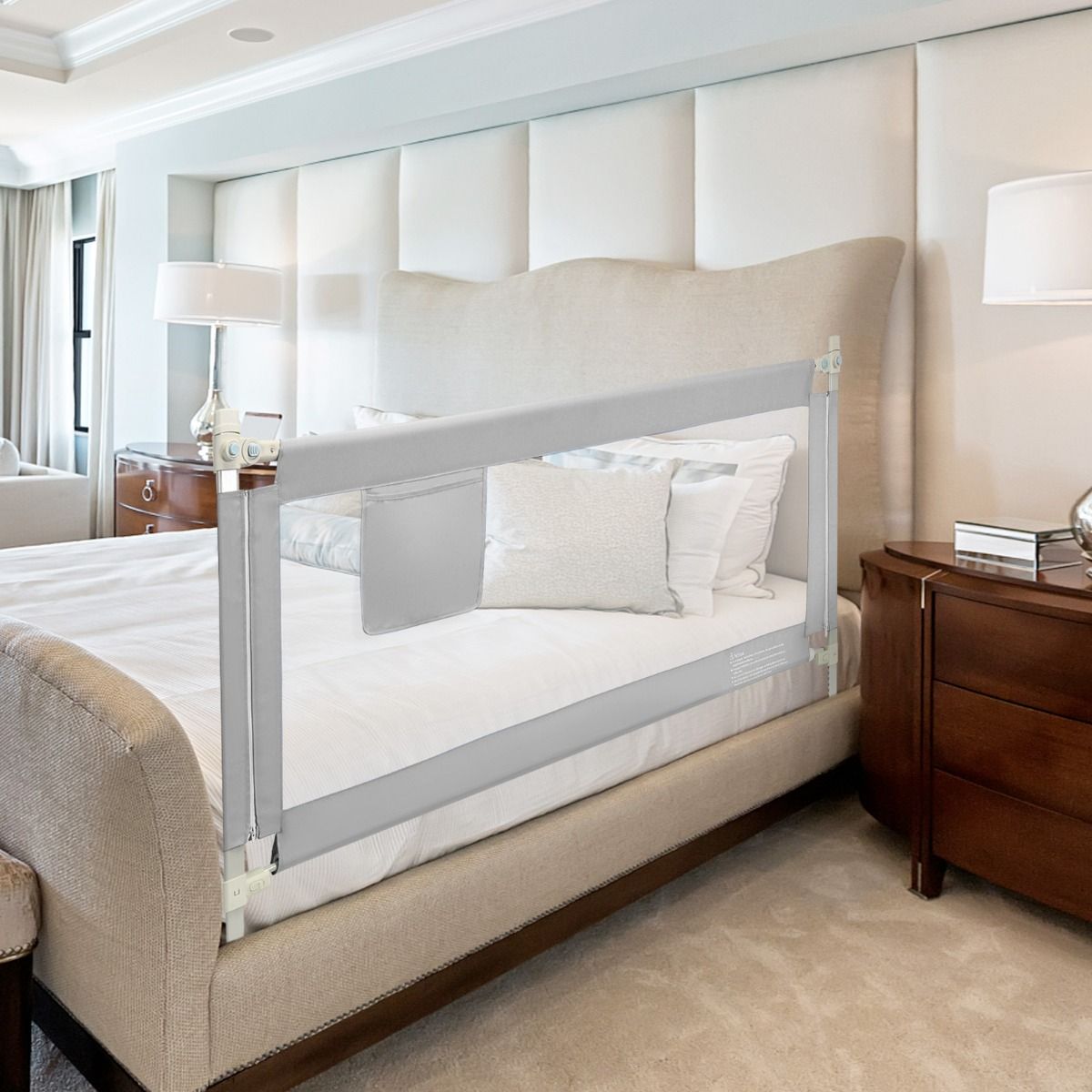 Coast Bettgitter abschließbar 176,5 x 25 x 101,5 cm Grau - 24 verstellbare Höhen und Seitentasche